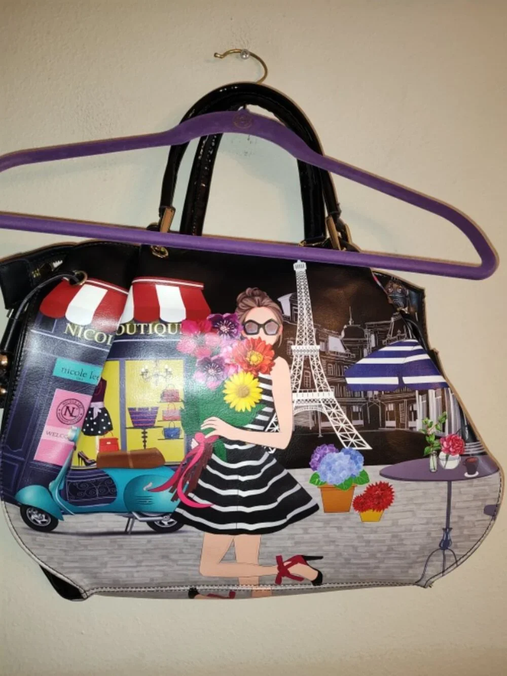 Women Nicole Lee USA Diana Tells The Story / A Day in Paris Bag with Decoration